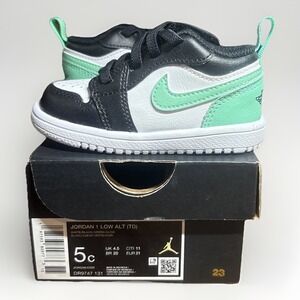 Baby Nike Air Jordan 1 Low Alt TD White Green Glow Black DR9747-131 Shoe 5c